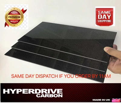 HYPERDRIVECARBON Kohlefaserfolie 3K starr glänzend einfach verschiedene Größen 1 2 3 4 5 mm Dicken