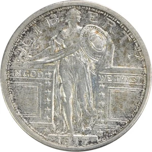 1917-D Standing Liberty Silver Quarter Type 1 AU Slider Uncertified #242 - Picture 1 of 2