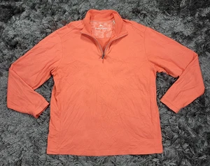 Tommy Bahama Shirt Mens L Orange 1/4 Zip Pullover Pima Cotton Modal Marlin Flaw - Picture 1 of 21