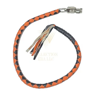 42'' Leather Motorcycle Get Back Whip for Handlebar Braided Tassel Biker Whip - Bild 1 von 3