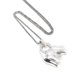 Georg Jensen Lily of the Valley Necklace Silver 925 Floral Pendant Vintage Auth - Picture 1 of 9