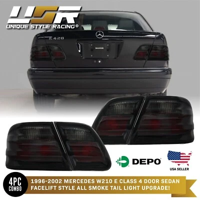 DEPO Euro All Smoke Rear Tail Light For 96-02 Mercedes W210 E Class 4 Door Sedan Foto 1 de 4