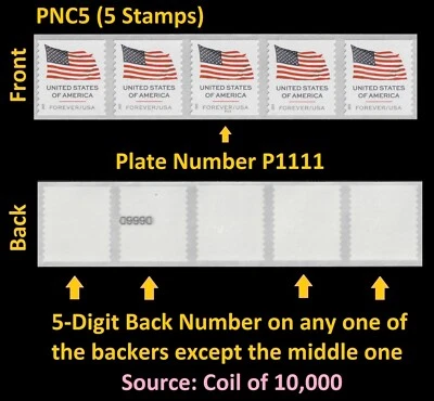 US 6018 Flag F PNC5 P1111 5d back # (from 10k coil) MNH 2025 - Image 1 of 3