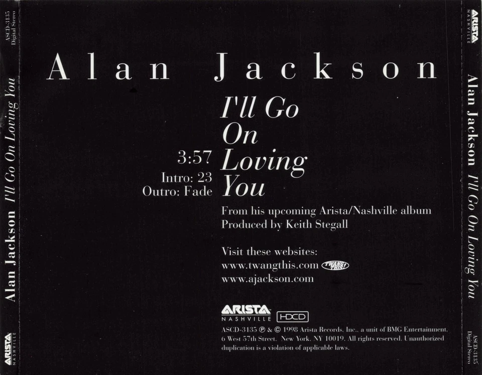 Alan Jackson - I'll Go On Loving You - PROMO CD Single - Image 1 of 1