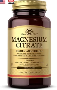 Magnesium Citrate, 120 Tablets - Promotes Healthy Bones - Supports Nerve & Muscl - Picture 1 of 6