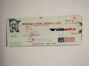 1967 Minnesota Twins Club Check Jerry Snyder Autogramm  - Bild 1 von 2