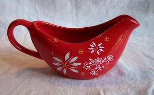 Barco con salsa de cerámica floral rojo ver fotos - Imagen 1 de 7