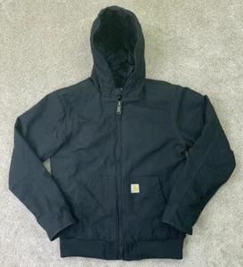 Carhartt Jacket Men's Small Black J130-M Duck Insulated Quilted Diamond Stitched - Picture 1 of 12