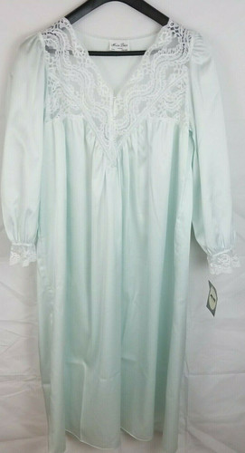 Camicia da notte vintage nuova con etichette Miss Dior foderata in pile L pizzo Union Made Cottage Grandma