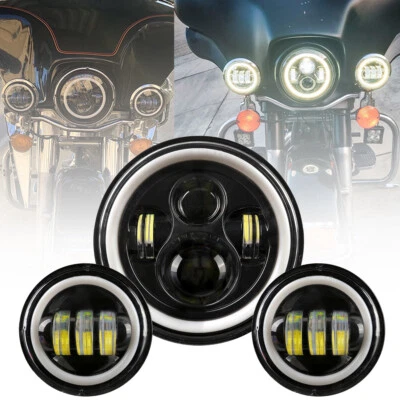 Faro LED 7" + Luz de paso cromada de 4,5" pulgadas para Honda Shadow VXL Sabre 110 Foto 1 de 4
