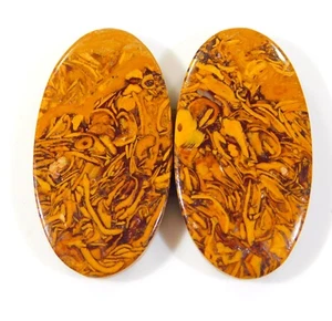 35 Ct Top Natural Mariam Jasper Pair Oval Cabochon Gemstone 30x16x4 mm UU=0300 - Picture 1 of 5