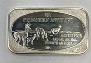 THE PRONGHORN ANTILOPE 1oz .999 SILBER KUNSTBARREN 1974 RAR - Bild 1 von 4