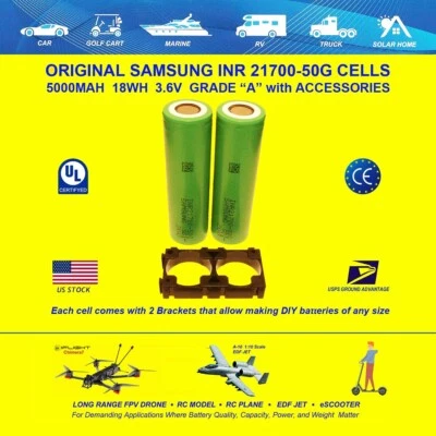 Nuevo Lote de 2 Piezas Celdas de Iones de Litio Samsung INR 21700 50G 4000mAh Foto 1 de 4