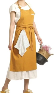 Stonewashed 100% French Linen Apron-Adjustable with Pockets for Women Men-Nat... - Picture 1 of 5