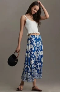 Farm Rio x Anthropologie Satin Slip Midi Skirt Size XL - Picture 1 of 7