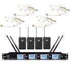 4 Channel Wireless Microphone UHF Presentation Cordless Headset Head Mic System