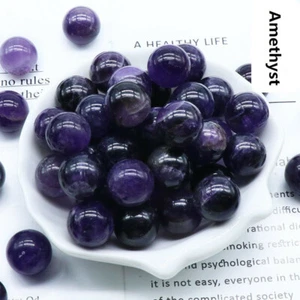 20pcs Natural Amethyst Stone Round Ball Crystal Sphere Rock 16mm Reiki Chakra - Picture 1 of 6