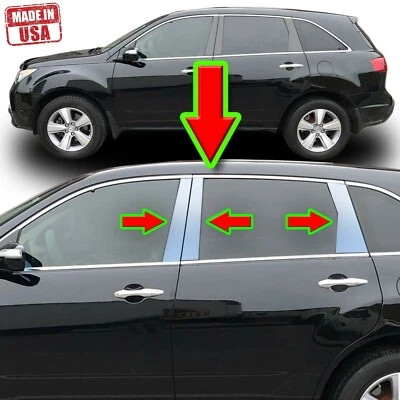 Chrome Pillar Trim for Acura MDX 07-13 6pc Set Door Cover Mirrored Window Post - Image 1 of 4