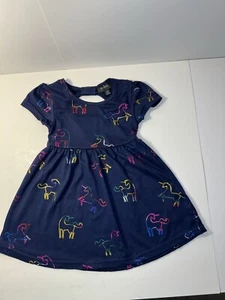 Picapino Rainbow Unicorn Dress Girl’s Size 18 Months Navy Iridescent Unicorns - Picture 1 of 13
