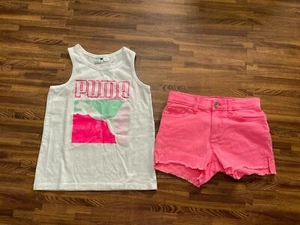 Lot of 2pcs Girls Sz 6: Puma Tank Top White & The Children’s Place Shorts Pink - Picture 1 of 6