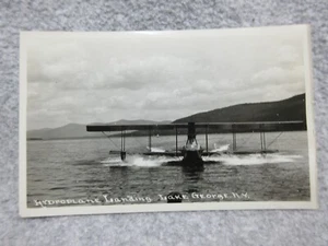 1929 HYDROPLANE LANDING Lake George NY RPPC Photo POSTCARD North River Studios - Picture 1 of 2
