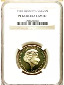 1966 Suriname Gulden, NGC PR 66 Ultra Cameo, Rare, Only Example @ PCGS & NGC - Picture 1 of 4