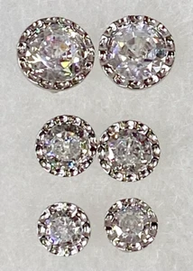 Radiance By Absolute Sterling Silver Set of 3 Martini Stud Earrings HSN - Picture 1 of 10