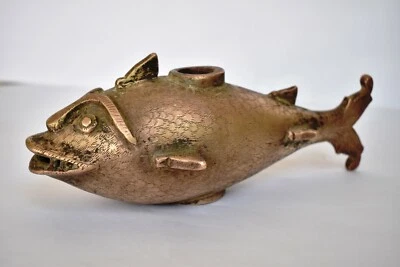 Antiguo pez mogol de latón mahi-o-maratib una sección de un estándar ceremonial"1 Foto 1 de 4