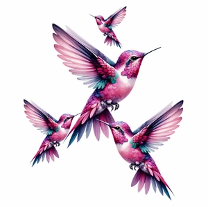 x4 Pink Humming Bird Vinyl Sticker Decal Multi-use Wall Laptop Bin Car Toilet - Picture 1 of 4