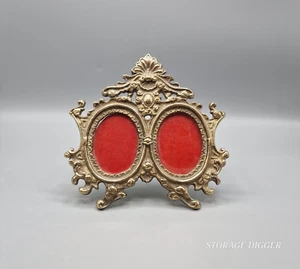 Vintage Brass Oval Double Picture Frame Victorian Baroque Home Decor - Picture 1 of 11