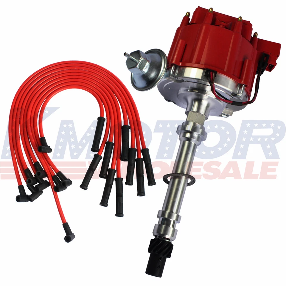 for Chevy SBC 350 BBC 454 Hei Distributor With Spark Plug Wires Ignition Kit