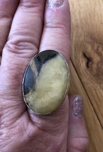 Yellow Mountain Lion Jasper Ring Size 8.5 Oval Artisan Southwest - Picture 1 of 6