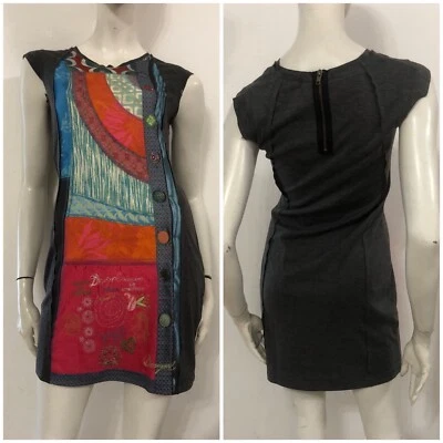DESIGUAL Vestito abito grigio fantasia colorata Tg XS - Immagine 1 di 4