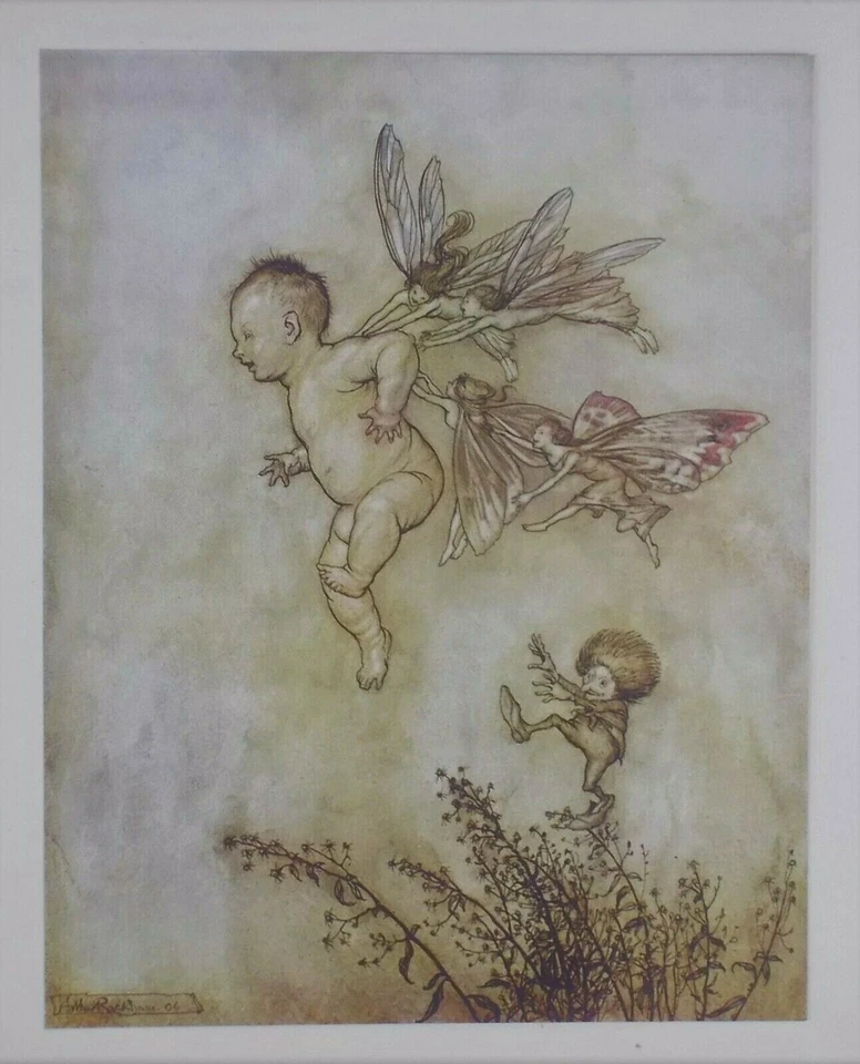 OLD VINTAGE PRINT by ARTHUR RACKHAM c1906 PETER PAN FAIRIES PRINTED COLOUR - image 1 of 1
