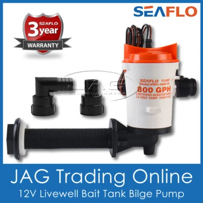 AIREADOR TANQUE CEBO VIVO 12V LIVEWELL CARTUCHO SUMERGIBLE BARCO BOMBA DE SENTINA 800GPH Foto 1 de 4