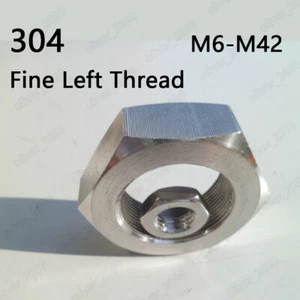 Linksgewinde 304 Edelstahl Sechskant Sechskantmuttern mit Feingewinde M6-M42 - Bild 1 von 7