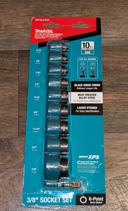 Makita E-01672 Impact XPS 10 Pc 3/8 Drive 6 Point SAE Socket Set with Adapter - Picture 1 of 8