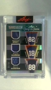 2025 Leaf Glory Of The Game 3 Jersey - Peyton Manning, Berry, & Harrison #23/30 - Picture 1 of 2