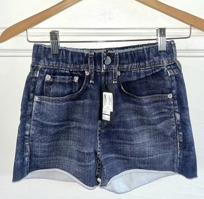 NWT $158 Rag & Bone Miramar Trompe L'Oeil Sweat/Jean Shorts Merest Blue-XXS NEW - Image 1 of 4
