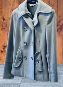 Vintage Baby Light Blue Double Breasted Cashmere Blend XS Pea Coat! Classic - Picture 1 of 11