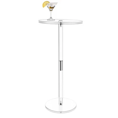 Clear Acrylic Round Side Table, Minimalist End Table for Small Spaces 9.8"x21.5 - Image 1 of 4