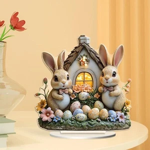 Acrylic Bunny Table Decoration Easter Desktop Ornament Easy Installation Cute - Picture 1 of 5