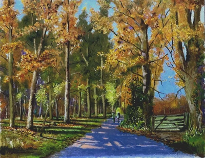 Mike Samson Autumn Walk, St Julian's Lane Sevenoaks Öl auf Karton Gemälde - Bild 1 von 4