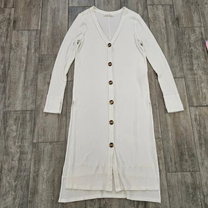 Free People We The Free Longline Cardigan Sweater Womens XL Ribbed Duster Cream - Picture 1 of 12