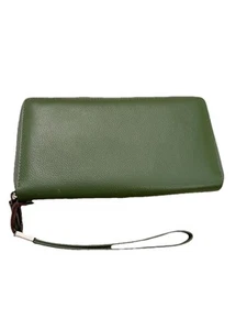 Portafoglio in pelle Beveyzi porta carte zip giro polso verde blocco RFID - Foto 1 di 14