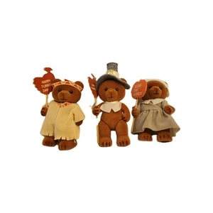 Applause Thanksgiving Bears 1987 Pilgrim Indian Turkey Harvest Lot Of 3 Vintage  - Bild 1 von 3