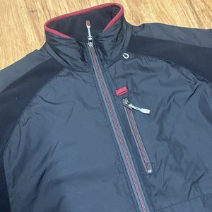 Zegna Sport Herren XL schwarz Jacke Fleece gefüttert Nylon Shell Besatz roter Akzent - Bild 1 von 8