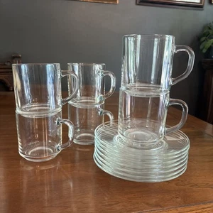 VTG 1970 ARCOROC FRANCE Set of 6 10oz. Coffee Tea Cups & Saucers - Picture 1 of 22