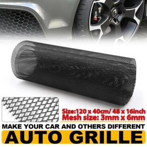 120 x 40cm Black Aluminum Alloy Car Body Front Bumper Rhombic Grill Mesh 3 x 6mm - Bild 1 von 8