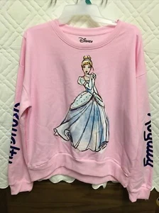 HTF Girls Size: XL 15-17 Sweater CINDERELLA Royalty Pink Blue Disney Sweatshirt - Picture 1 of 12